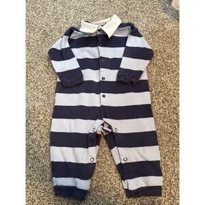 Vintage 90’s Blue Striped One Piece Rugby Style Outfit 18 Months